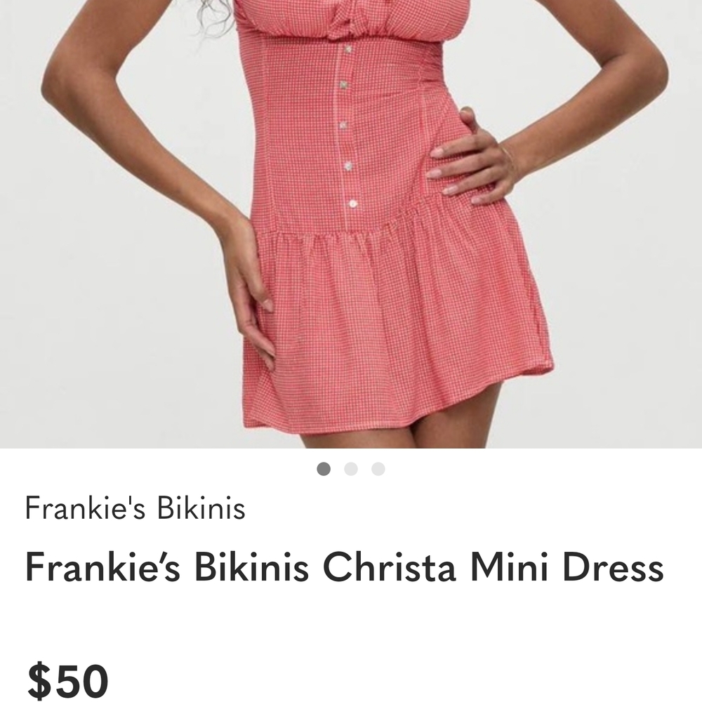 Frankie's Bikinis Red Gingham Mini Dress